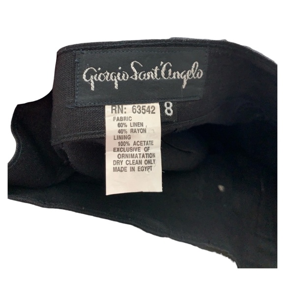 Vintage Giorgio Sant'Angelo Women's Black Linen Shorts Size 8 Pockets Hi-Waisted - Picture 2 of 4